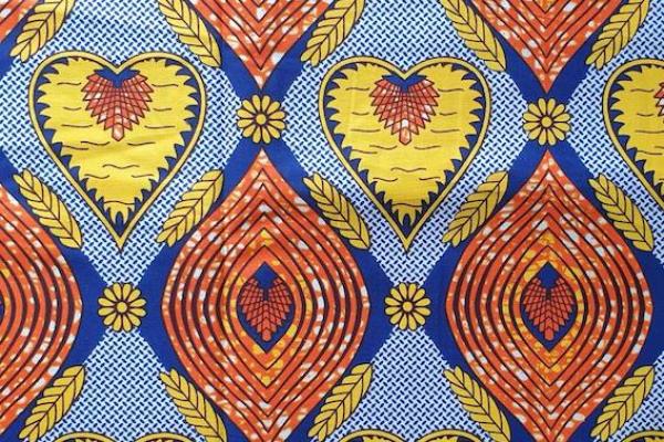 YELLOW HEART Waxprint Stoff
